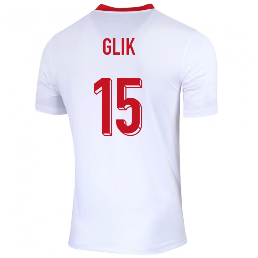 Bambino Maglia Polonia Kamil Glik #15 Bianco Kit Gara Home 24-26 Maglietta