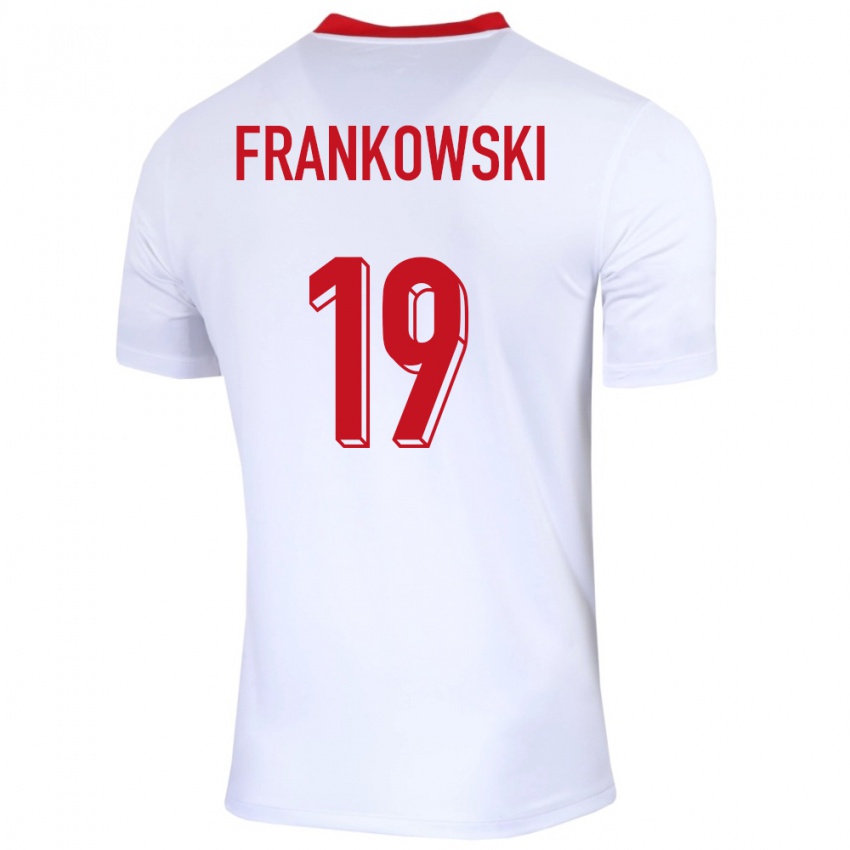 Bambino Maglia Polonia Przemyslaw Frankowski #19 Bianco Kit Gara Home 24-26 Maglietta