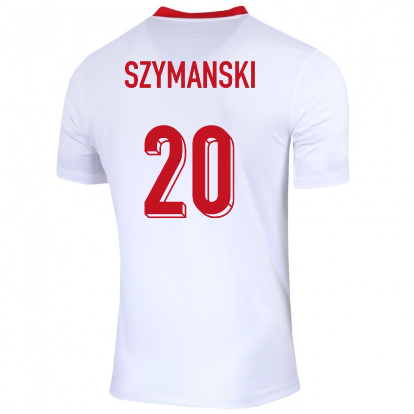 Bambino Maglia Polonia Sebastian Szymanski #20 Bianco Kit Gara Home 24-26 Maglietta