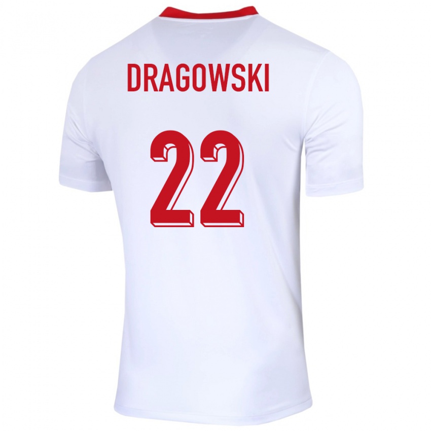 Bambino Maglia Polonia Bartlomiej Dragowski #22 Bianco Kit Gara Home 24-26 Maglietta