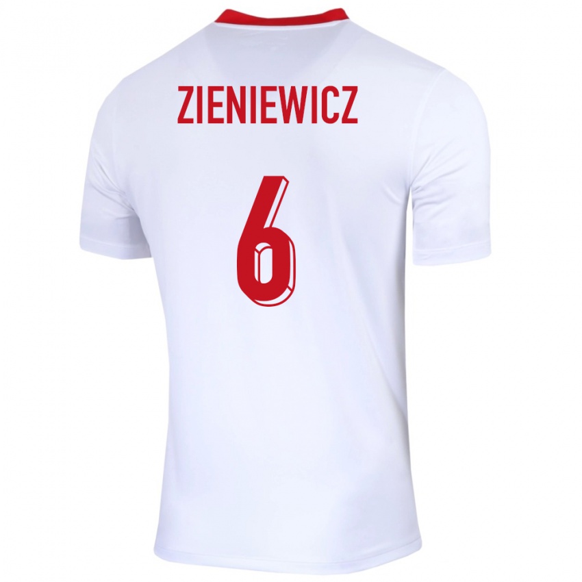 Bambino Maglia Polonia Wiktoria Zieniewicz #6 Bianco Kit Gara Home 24-26 Maglietta