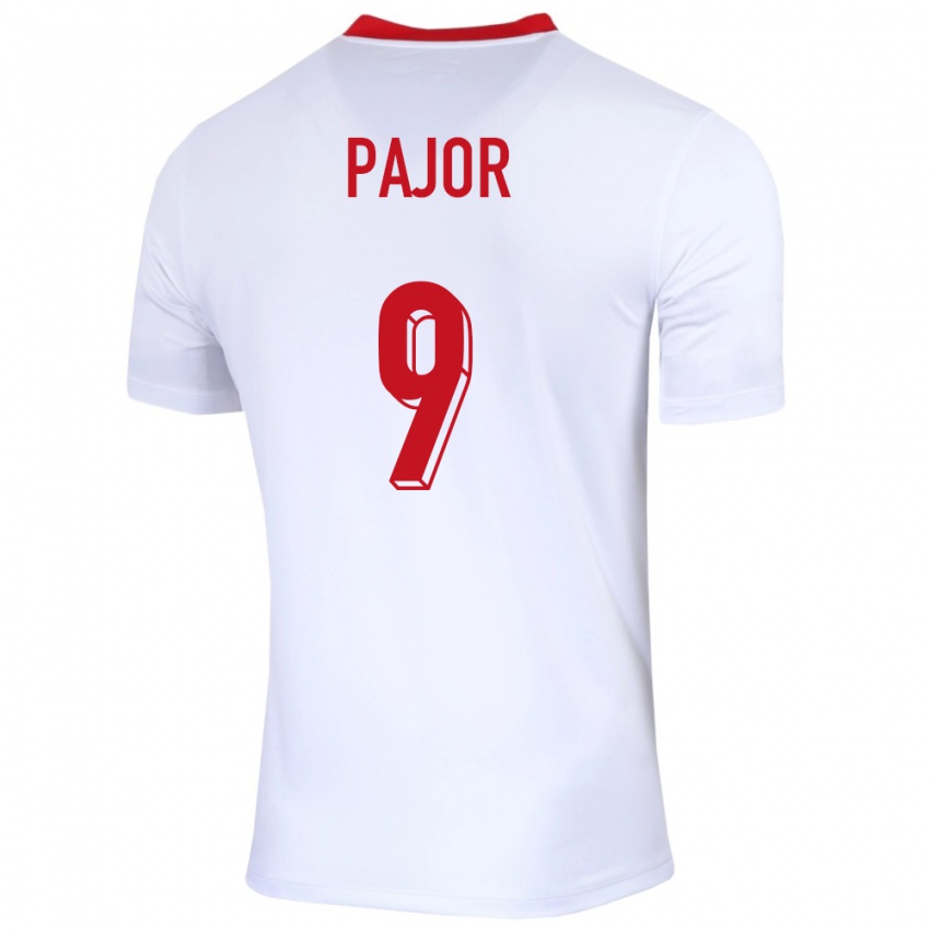 Bambino Maglia Polonia Ewa Pajor #9 Bianco Kit Gara Home 24-26 Maglietta