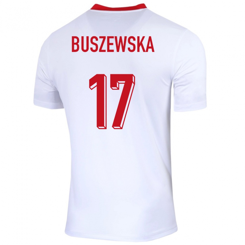 Bambino Maglia Polonia Zofia Buszewska #17 Bianco Kit Gara Home 24-26 Maglietta