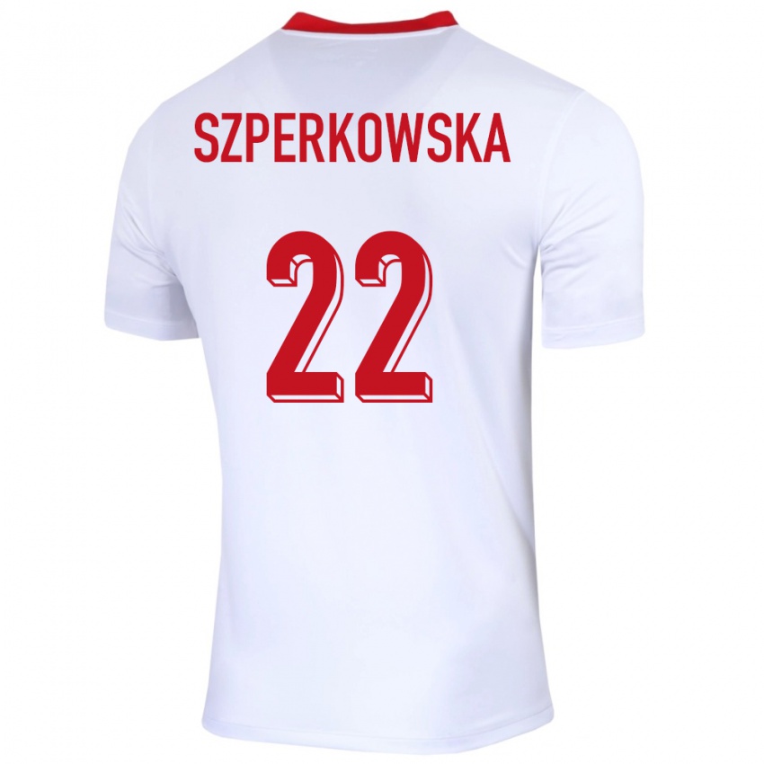 Bambino Maglia Polonia Oliwia Szperkowska #22 Bianco Kit Gara Home 24-26 Maglietta