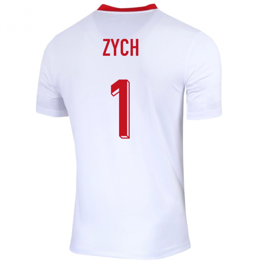 Bambino Maglia Polonia Oliwier Zych #1 Bianco Kit Gara Home 24-26 Maglietta