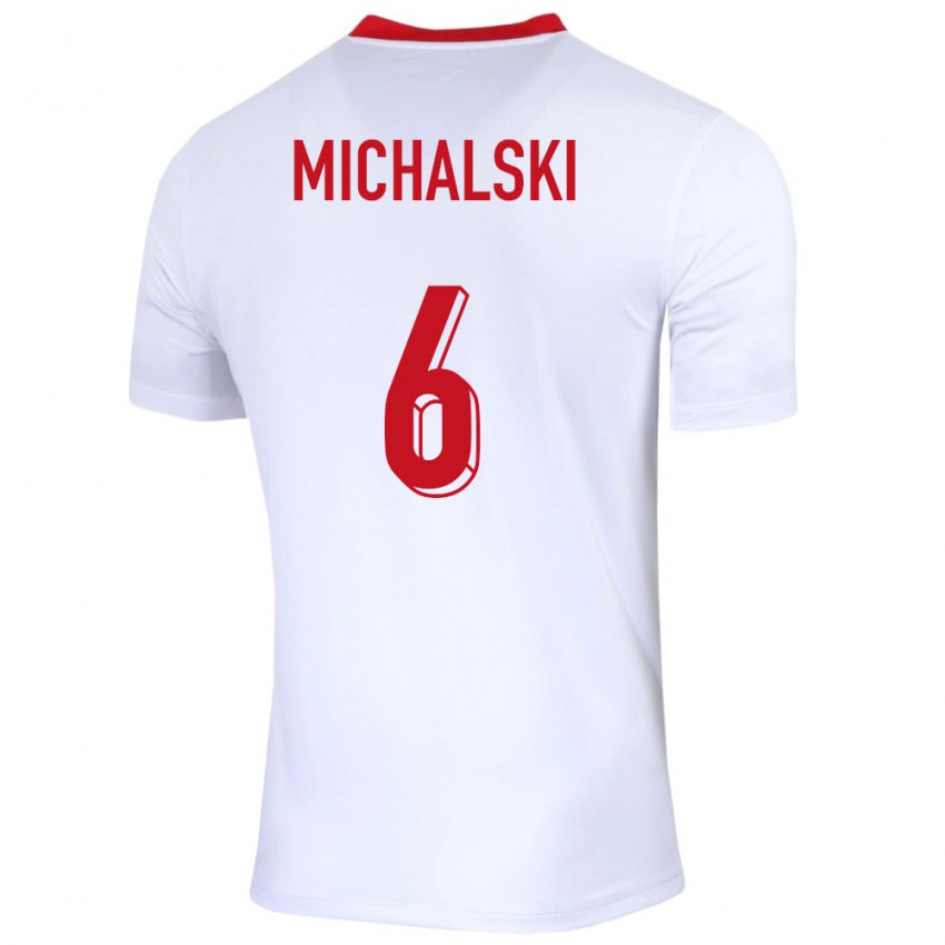 Bambino Maglia Polonia Szymon Michalski #6 Bianco Kit Gara Home 24-26 Maglietta