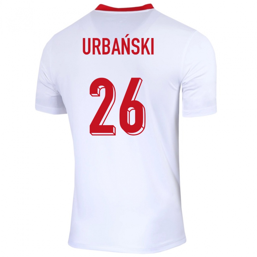 Bambino Maglia Polonia Kacper Urbanski #26 Bianco Kit Gara Home 24-26 Maglietta