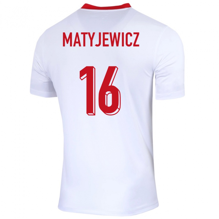 Bambino Maglia Polonia Wiktor Matyjewicz #16 Bianco Kit Gara Home 24-26 Maglietta