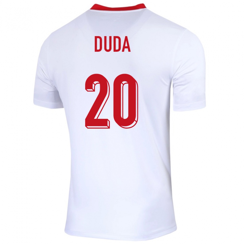 Bambino Maglia Polonia Kacper Duda #20 Bianco Kit Gara Home 24-26 Maglietta