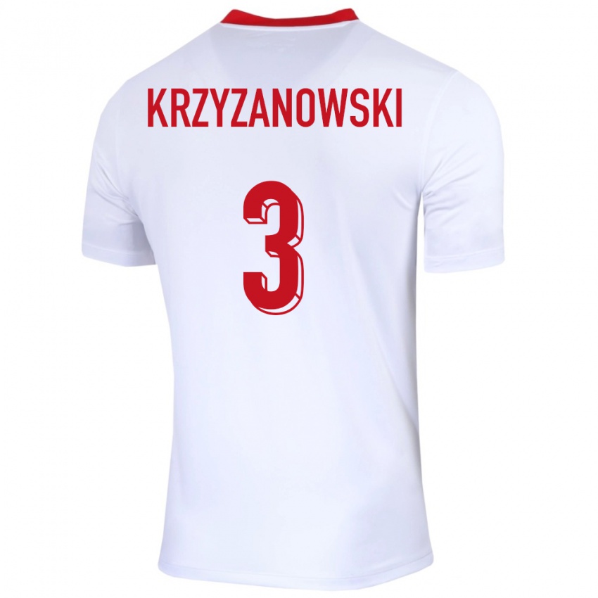 Bambino Maglia Polonia Jakub Krzyzanowski #3 Bianco Kit Gara Home 24-26 Maglietta