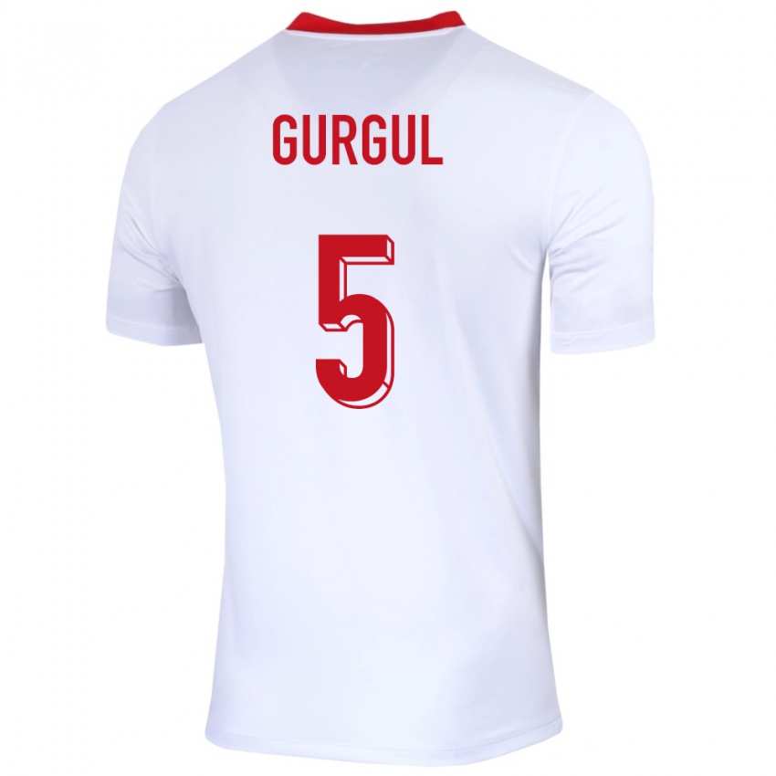 Bambino Maglia Polonia Michal Gurgul #5 Bianco Kit Gara Home 24-26 Maglietta