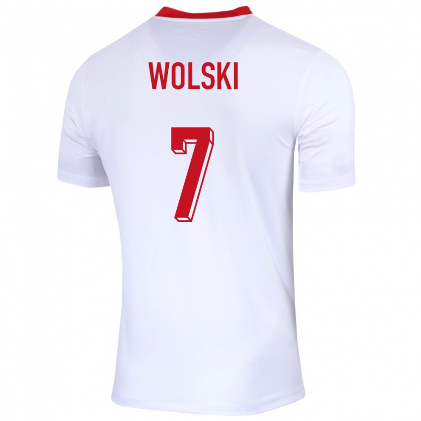 Bambino Maglia Polonia Filip Wolski #7 Bianco Kit Gara Home 24-26 Maglietta