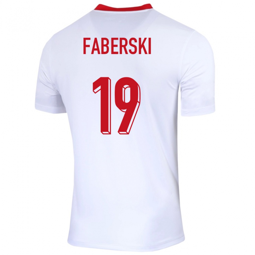 Bambino Maglia Polonia Jan Faberski #19 Bianco Kit Gara Home 24-26 Maglietta