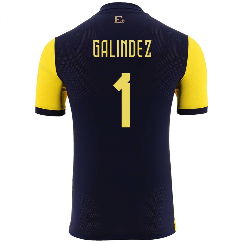 Bambino Maglia Ecuador Hernan Galindez #1 Giallo Kit Gara Home 24-26 Maglietta