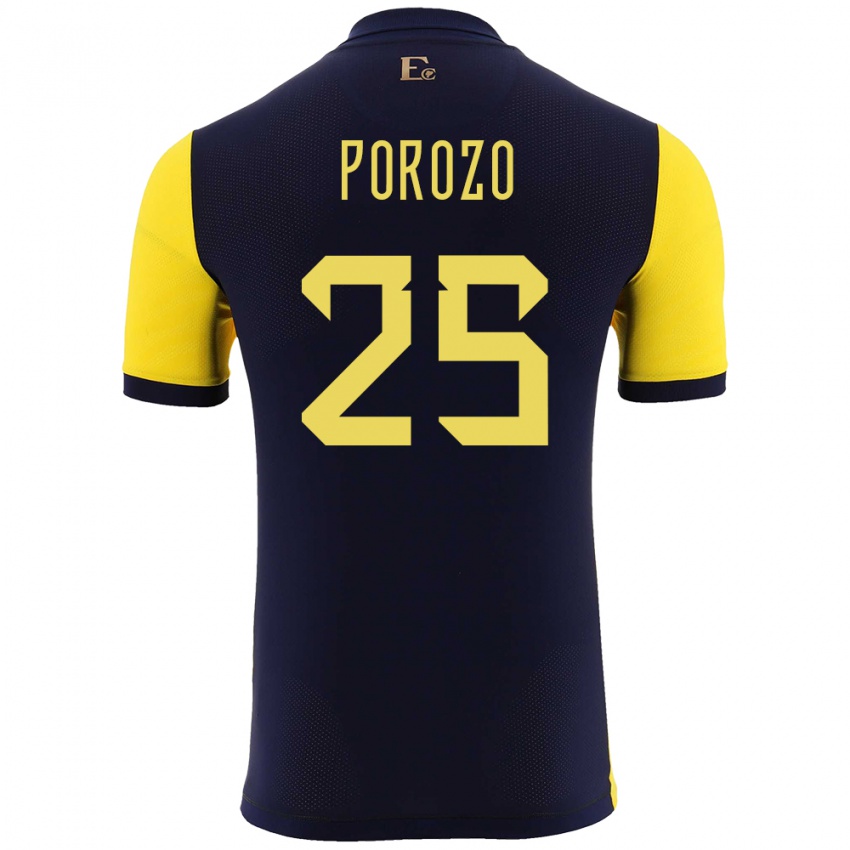 Bambino Maglia Ecuador Jackson Porozo #25 Giallo Kit Gara Home 24-26 Maglietta