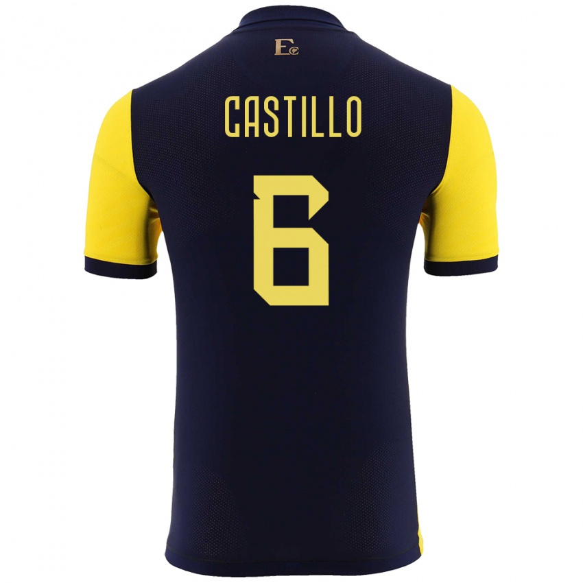 Bambino Maglia Ecuador Byron Castillo #6 Giallo Kit Gara Home 24-26 Maglietta