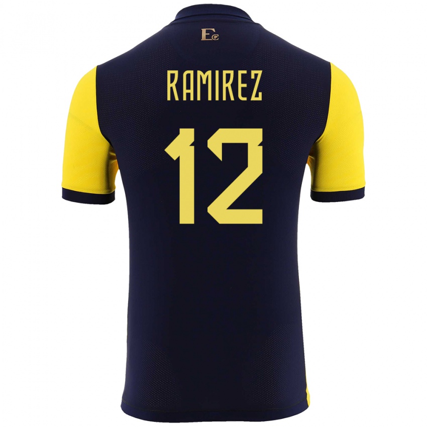 Bambino Maglia Ecuador Moises Ramirez #12 Giallo Kit Gara Home 24-26 Maglietta