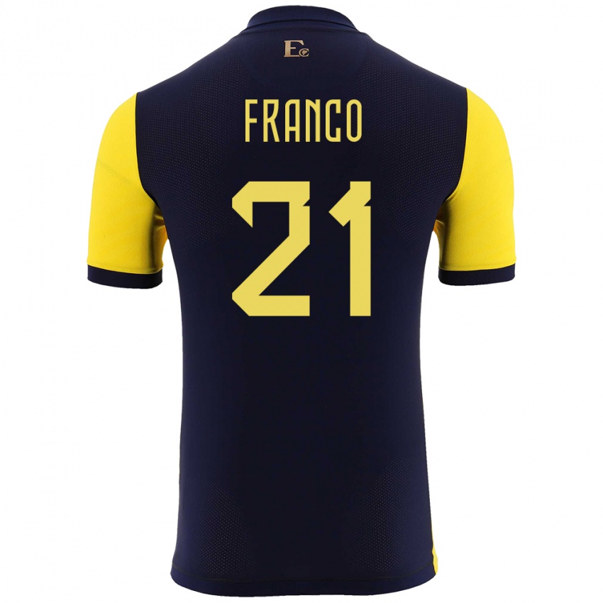 Bambino Maglia Ecuador Alan Franco #21 Giallo Kit Gara Home 24-26 Maglietta