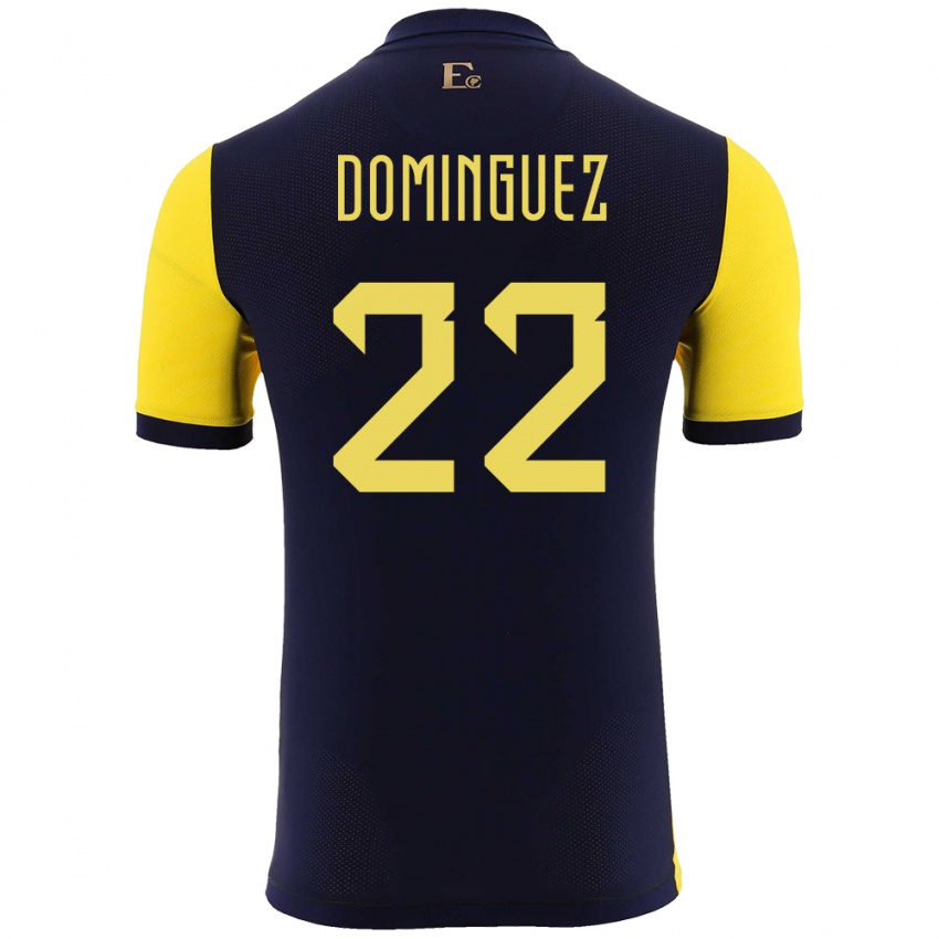 Bambino Maglia Ecuador Alexander Dominguez #22 Giallo Kit Gara Home 24-26 Maglietta