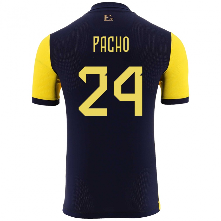 Bambino Maglia Ecuador William Pacho #24 Giallo Kit Gara Home 24-26 Maglietta