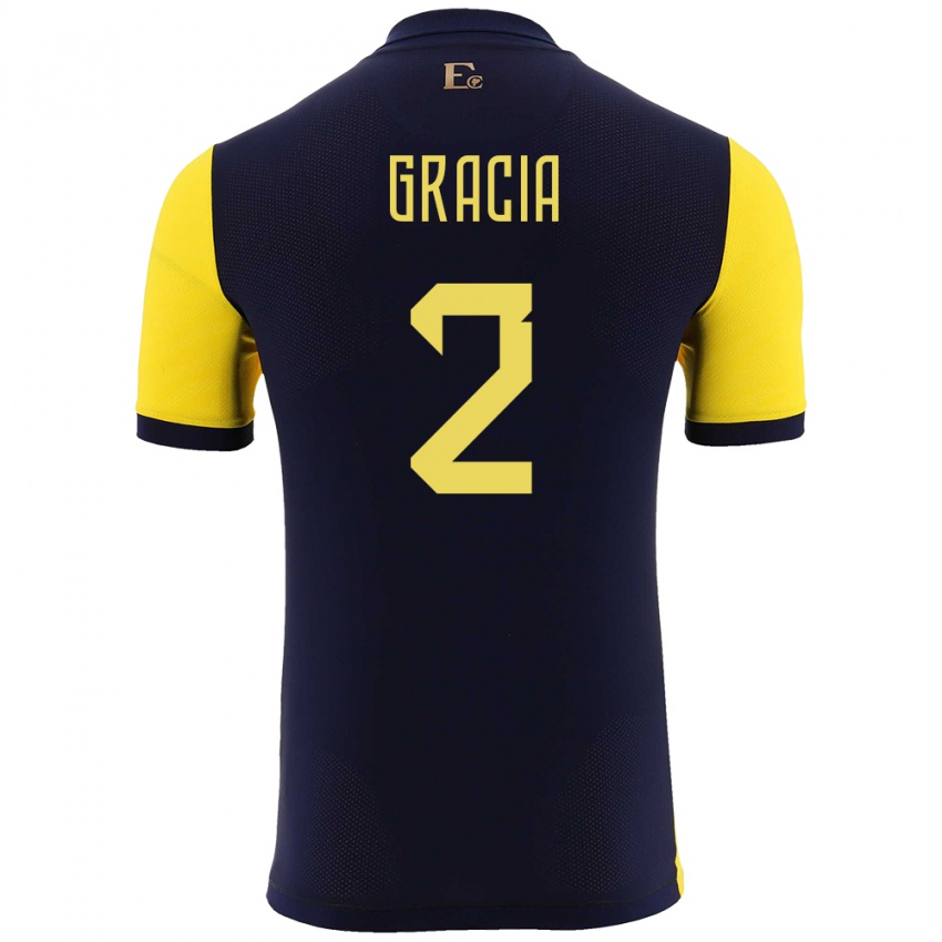 Bambino Maglia Ecuador Ericka Gracia #2 Giallo Kit Gara Home 24-26 Maglietta