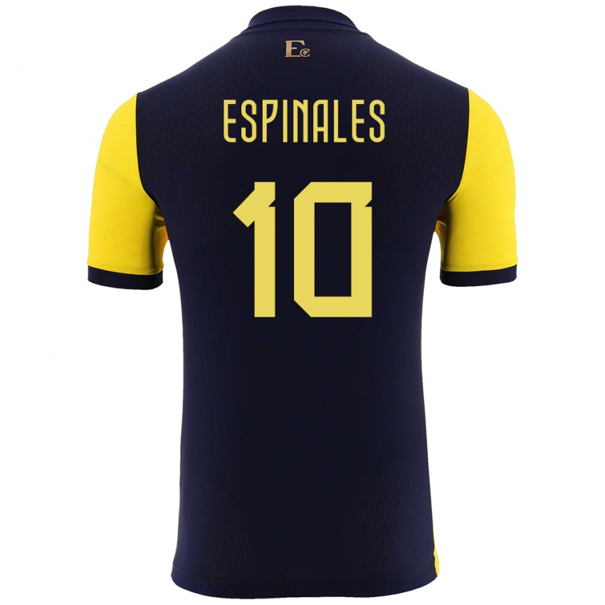 Bambino Maglia Ecuador Joselyn Espinales #10 Giallo Kit Gara Home 24-26 Maglietta