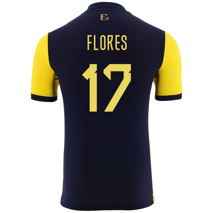 Bambino Maglia Ecuador Karen Flores #17 Giallo Kit Gara Home 24-26 Maglietta