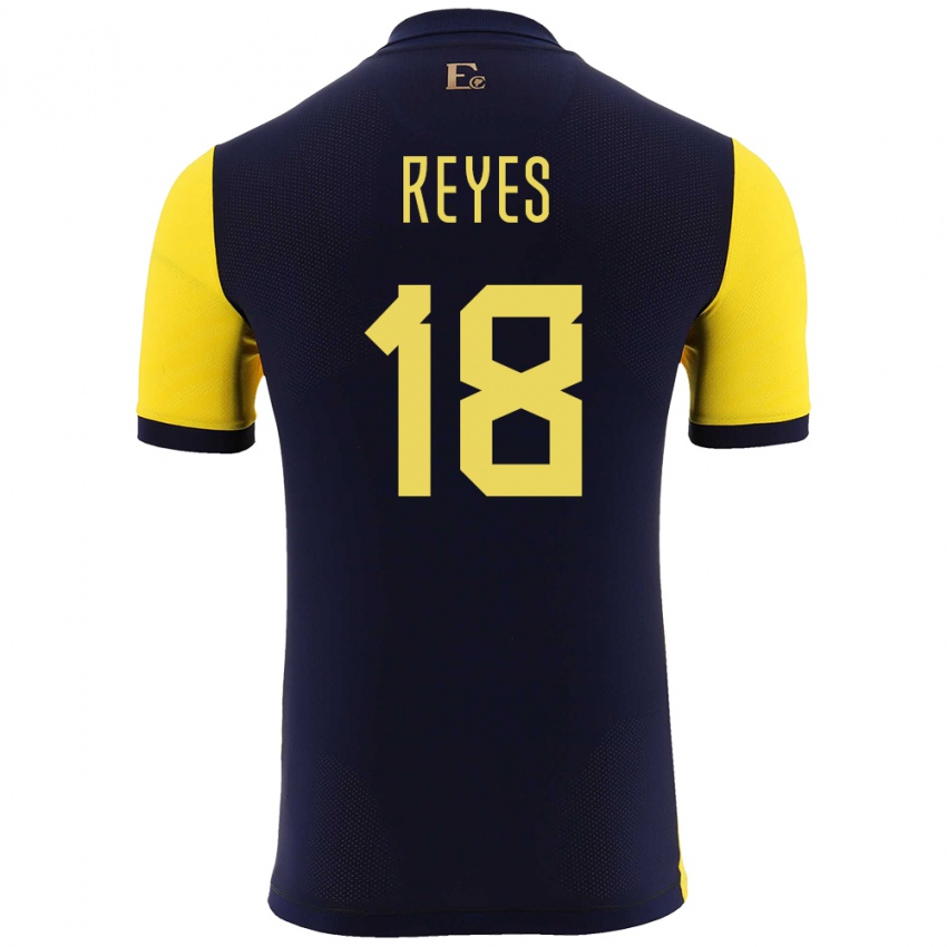 Bambino Maglia Ecuador Ashley Reyes #18 Giallo Kit Gara Home 24-26 Maglietta