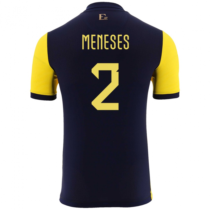 Bambino Maglia Ecuador Randy Meneses #2 Giallo Kit Gara Home 24-26 Maglietta