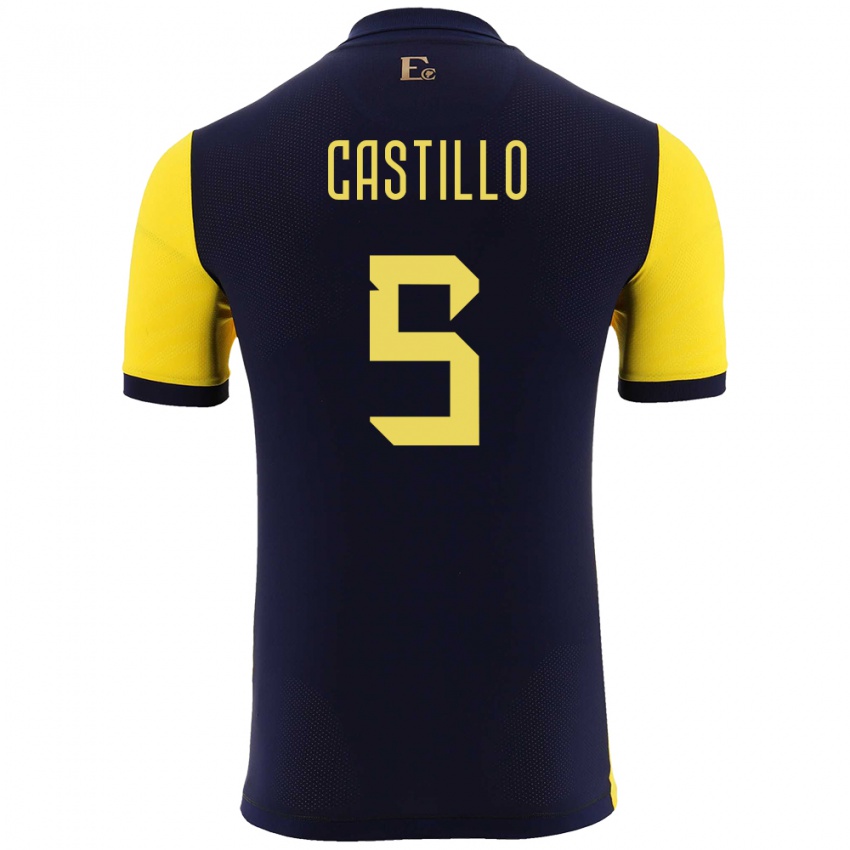 Bambino Maglia Ecuador Denil Castillo #5 Giallo Kit Gara Home 24-26 Maglietta