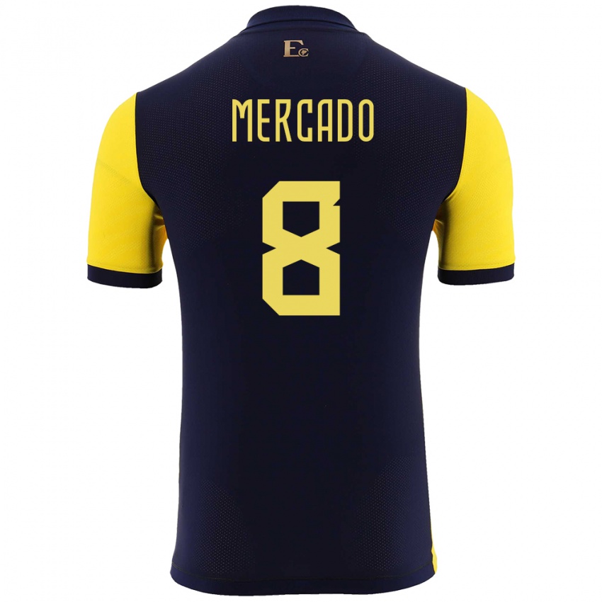 Bambino Maglia Ecuador Patrik Mercado #8 Giallo Kit Gara Home 24-26 Maglietta