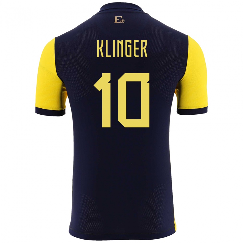 Bambino Maglia Ecuador Jose Klinger #10 Giallo Kit Gara Home 24-26 Maglietta