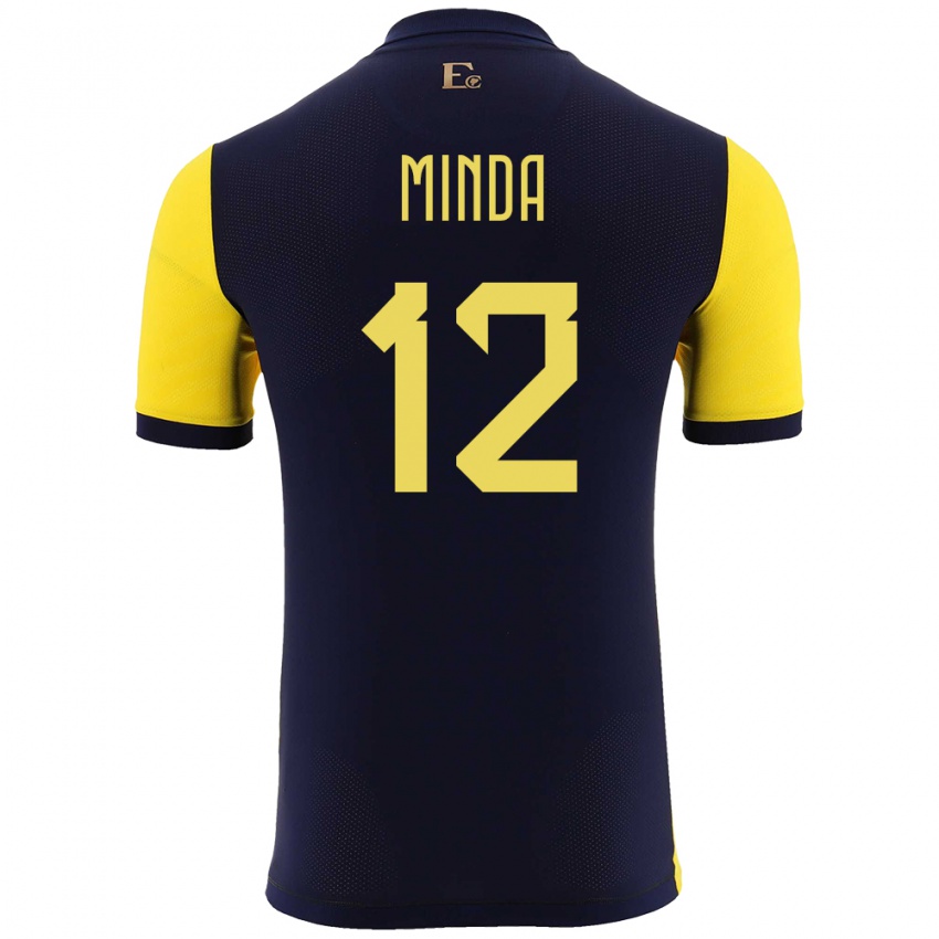 Bambino Maglia Ecuador Ethan Minda #12 Giallo Kit Gara Home 24-26 Maglietta