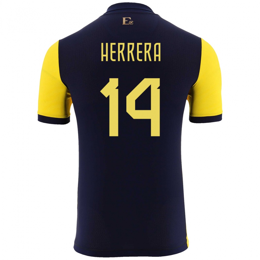 Bambino Maglia Ecuador Orlando Herrera #14 Giallo Kit Gara Home 24-26 Maglietta