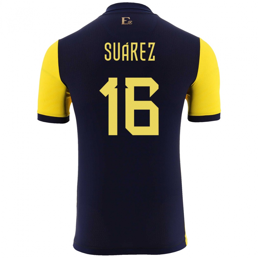 Bambino Maglia Ecuador Ariel Suarez #16 Giallo Kit Gara Home 24-26 Maglietta