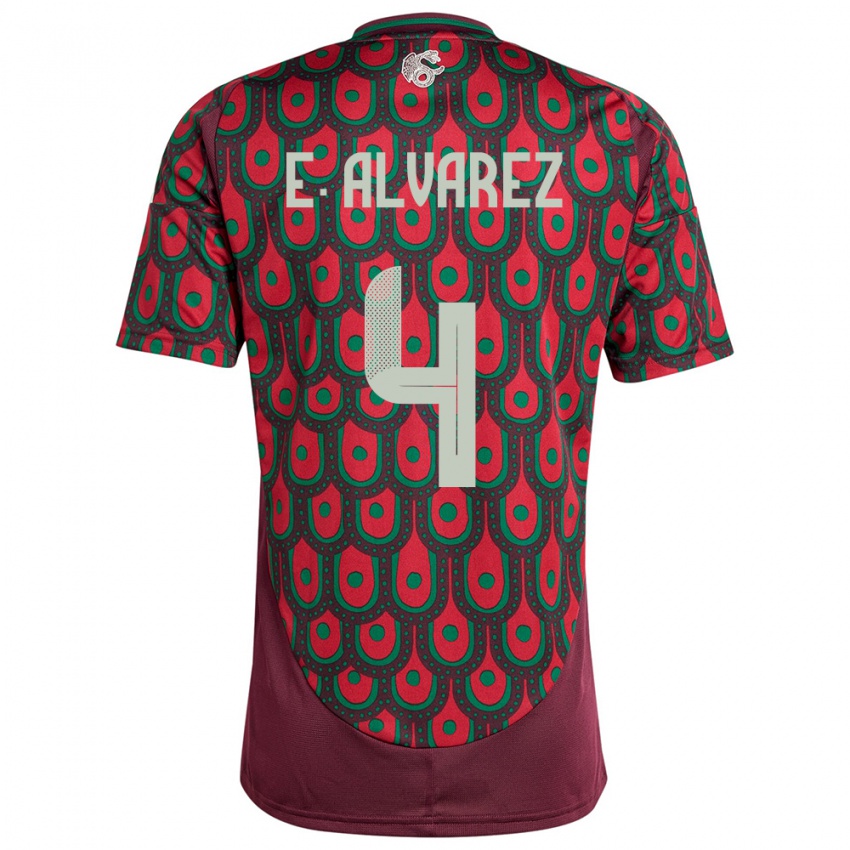 Bambino Maglia Messico Edson Alvarez #4 Marrone Kit Gara Home 24-26 Maglietta