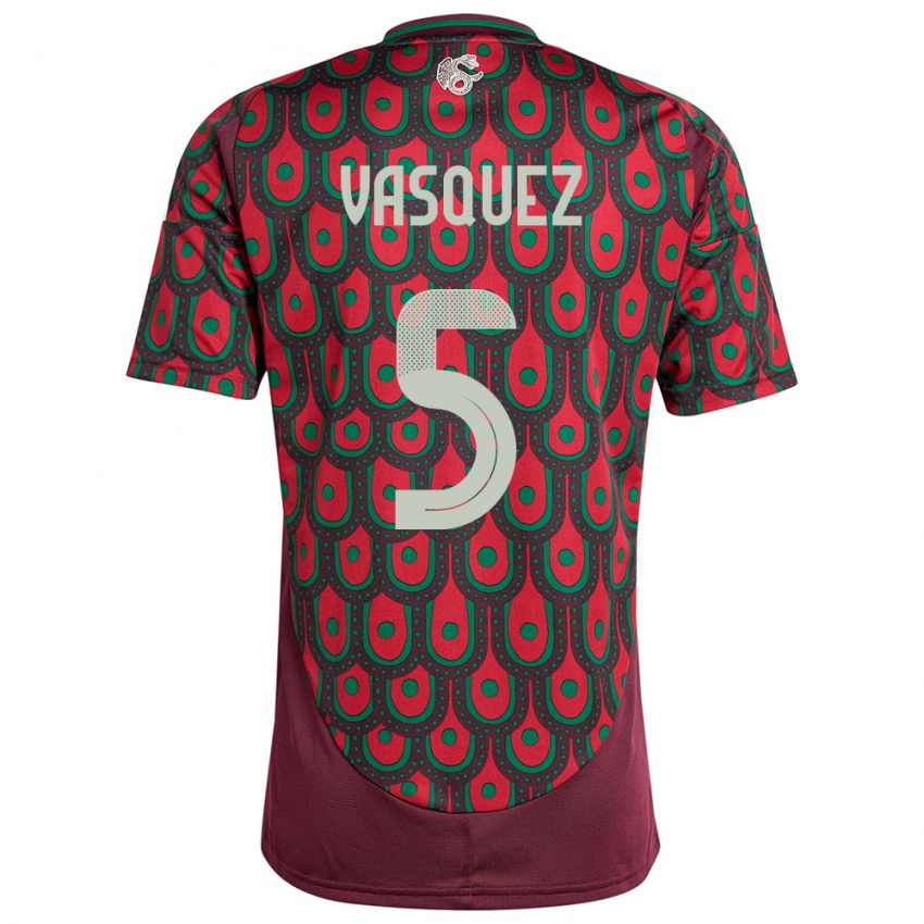 Bambino Maglia Messico Johan Vasquez #5 Marrone Kit Gara Home 24-26 Maglietta