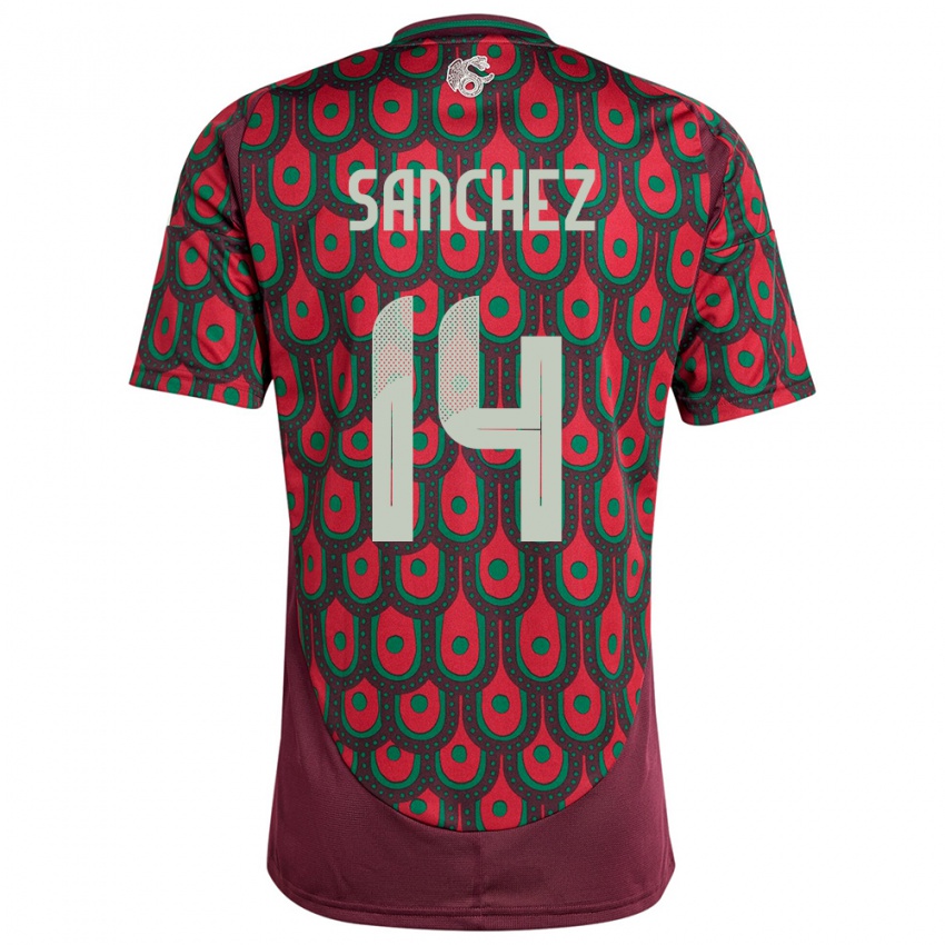 Bambino Maglia Messico Erick Sanchez #14 Marrone Kit Gara Home 24-26 Maglietta