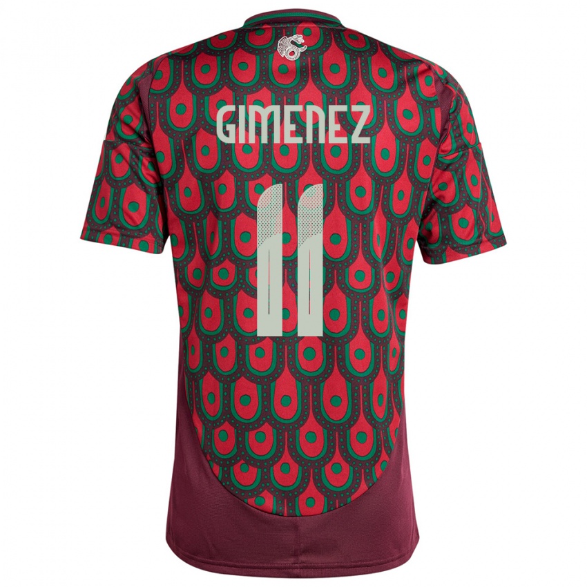 Bambino Maglia Messico Santiago Gimenez #11 Marrone Kit Gara Home 24-26 Maglietta