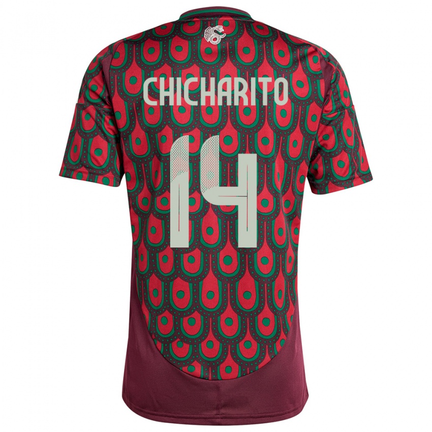 Bambino Maglia Messico Chicharito #14 Marrone Kit Gara Home 24-26 Maglietta