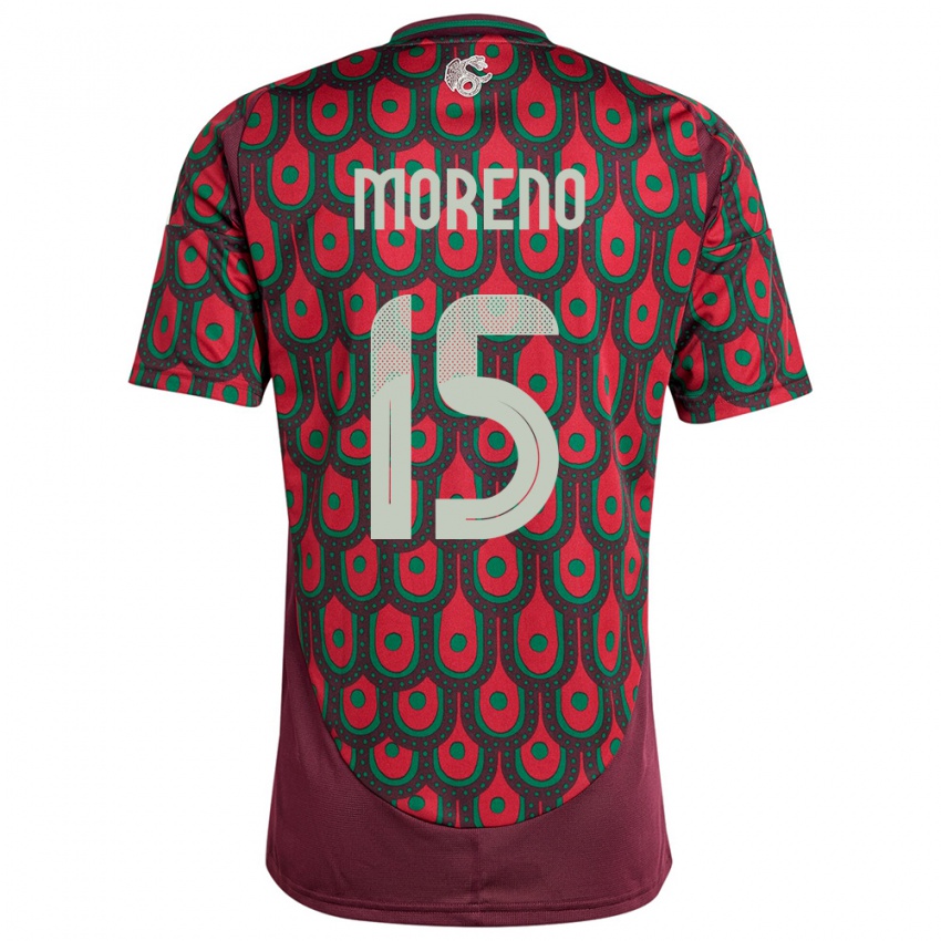 Bambino Maglia Messico Hector Moreno #15 Marrone Kit Gara Home 24-26 Maglietta