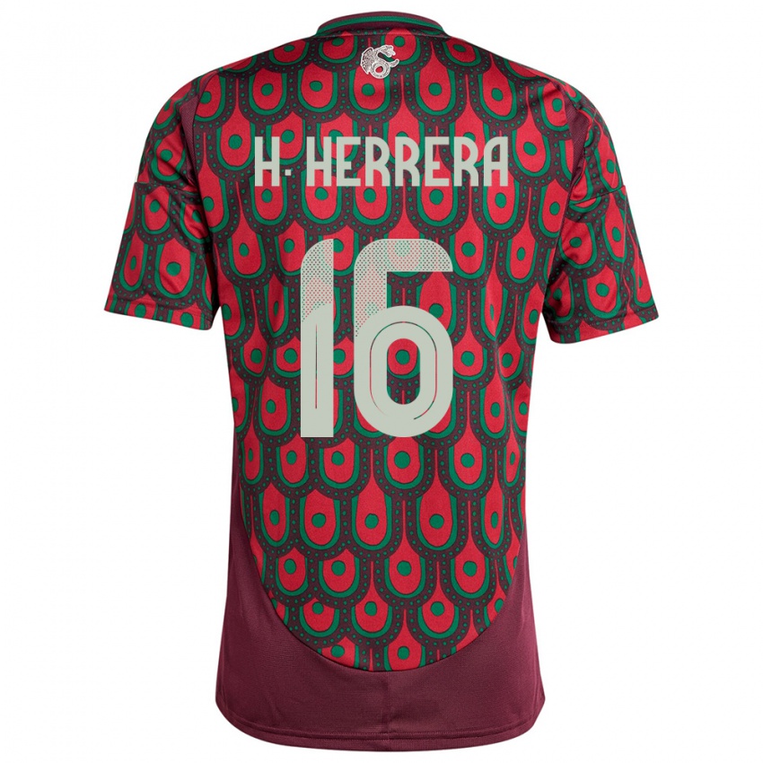 Bambino Maglia Messico Hector Herrera #16 Marrone Kit Gara Home 24-26 Maglietta