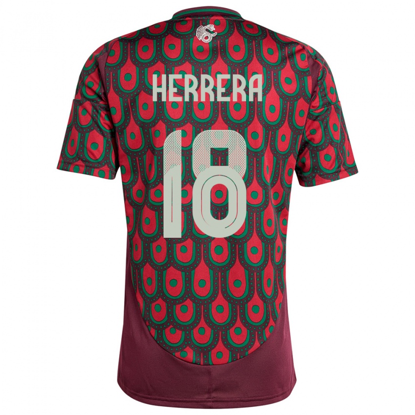 Bambino Maglia Messico Ozziel Herrera #18 Marrone Kit Gara Home 24-26 Maglietta