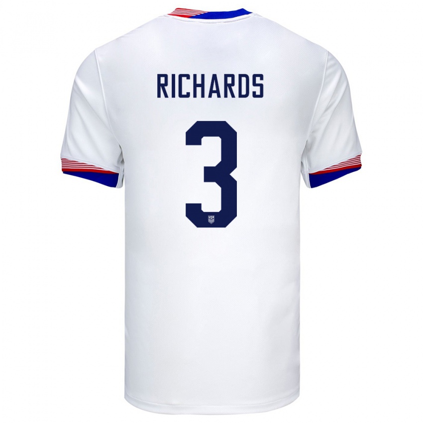 Bambino Maglia Stati Uniti Chris Richards #3 Bianco Kit Gara Home 24-26 Maglietta