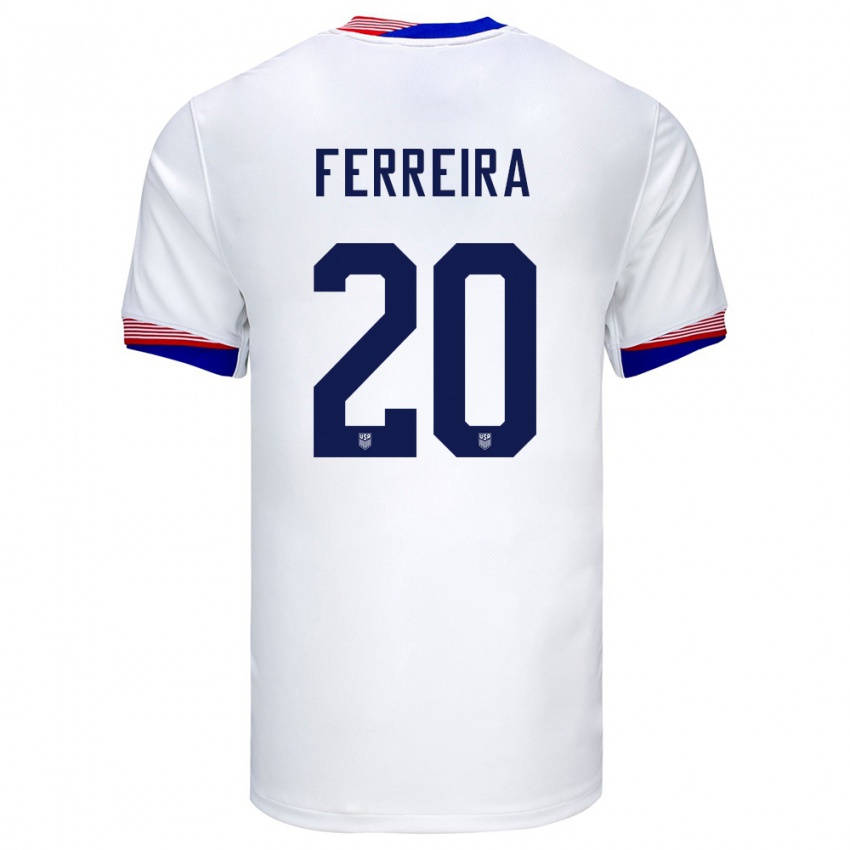 Bambino Maglia Stati Uniti Jesus Ferreira #20 Bianco Kit Gara Home 24-26 Maglietta