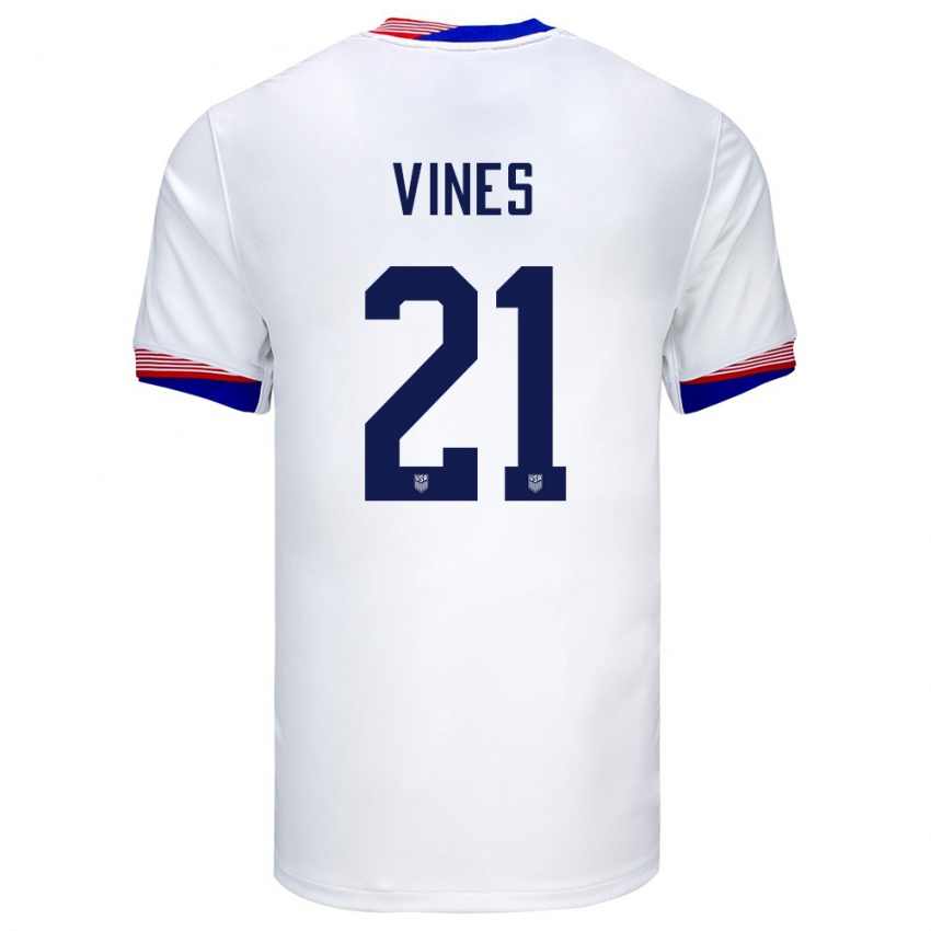 Bambino Maglia Stati Uniti Sam Vines #21 Bianco Kit Gara Home 24-26 Maglietta