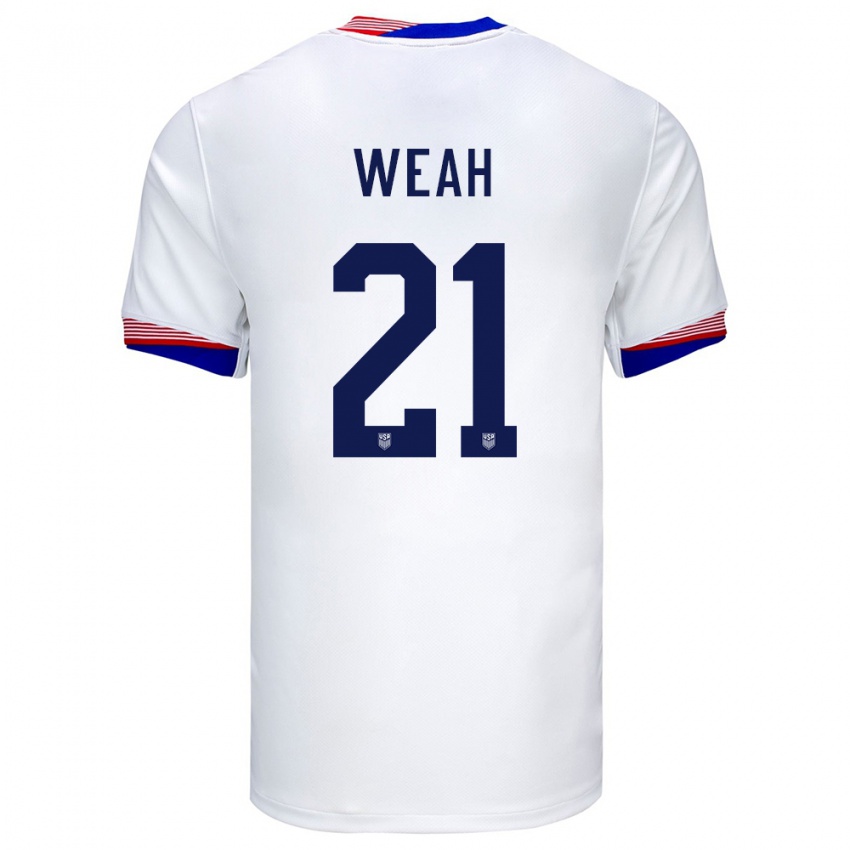 Bambino Maglia Stati Uniti Timothy Weah #21 Bianco Kit Gara Home 24-26 Maglietta