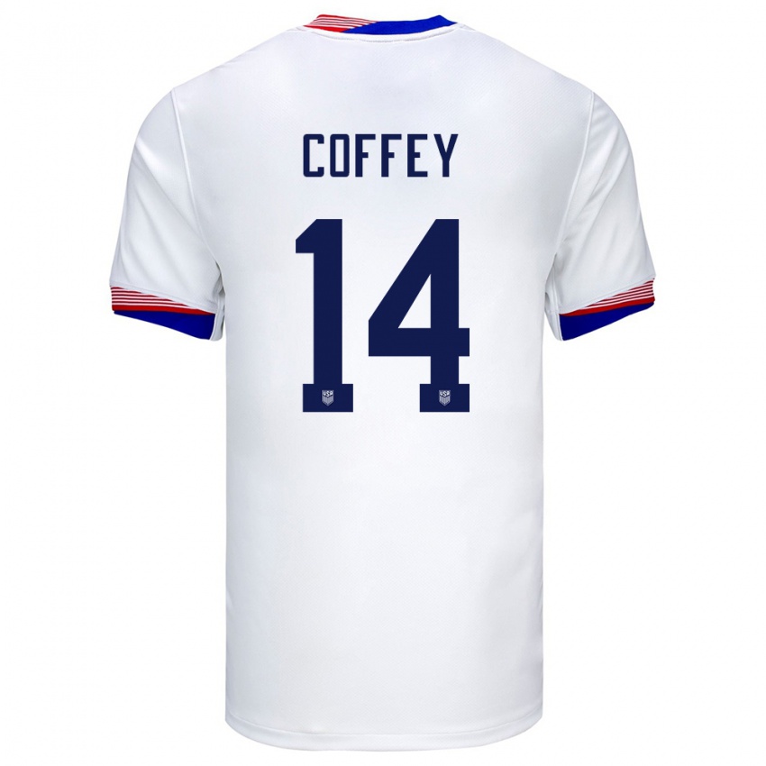 Bambino Maglia Stati Uniti Sam Coffey #14 Bianco Kit Gara Home 24-26 Maglietta