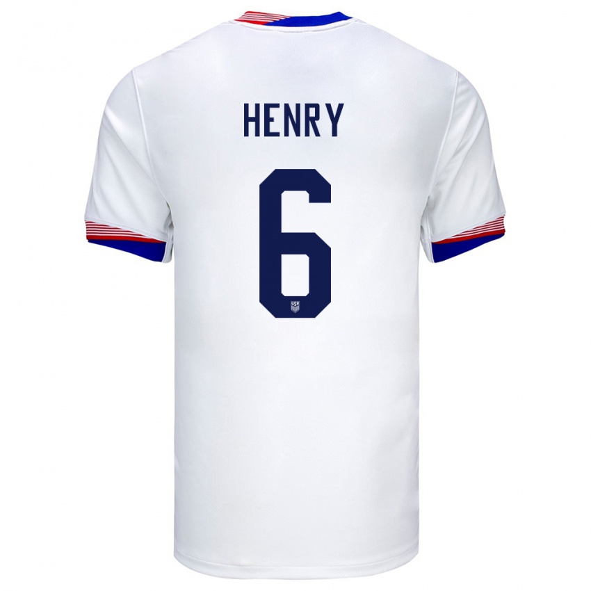 Bambino Maglia Stati Uniti Kobi Henry #6 Bianco Kit Gara Home 24-26 Maglietta