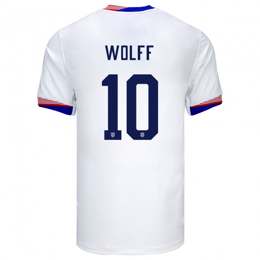 Bambino Maglia Stati Uniti Owen Wolff #10 Bianco Kit Gara Home 24-26 Maglietta